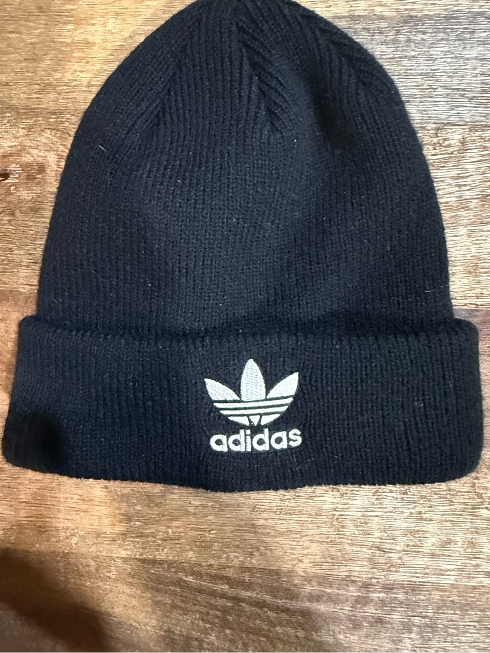 adidas Black Beanie with White Trefoil Logo